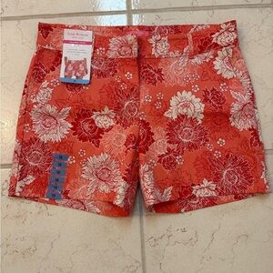 Isaac Mizrahi, New York, pink and white pattern floral shorts size 10